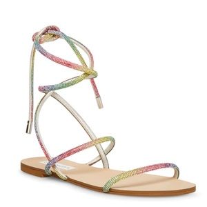 NWOT TWIRL-R RAINBOW MULTI Steve Madden Rhinestone Gladiator Sandals